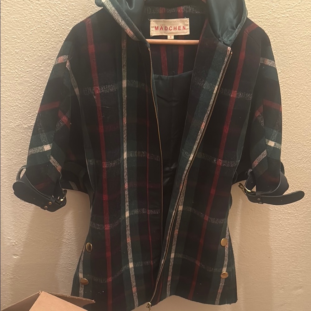 Red and Green Tailored Pea Coat for Fall